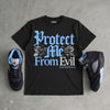 Black University Blue 5s DopeSkill T-Shirt Protect Me From Evil Graphic