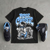 Black University Blue 5s DopeSkill T-Shirt Paper Chaser Boy Graphic