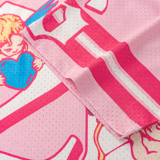 DopeSkill Oversized Jersey Streetwear Graphic Tee Cool V-Neck Pink T-Shirt Angel 26 Graphic