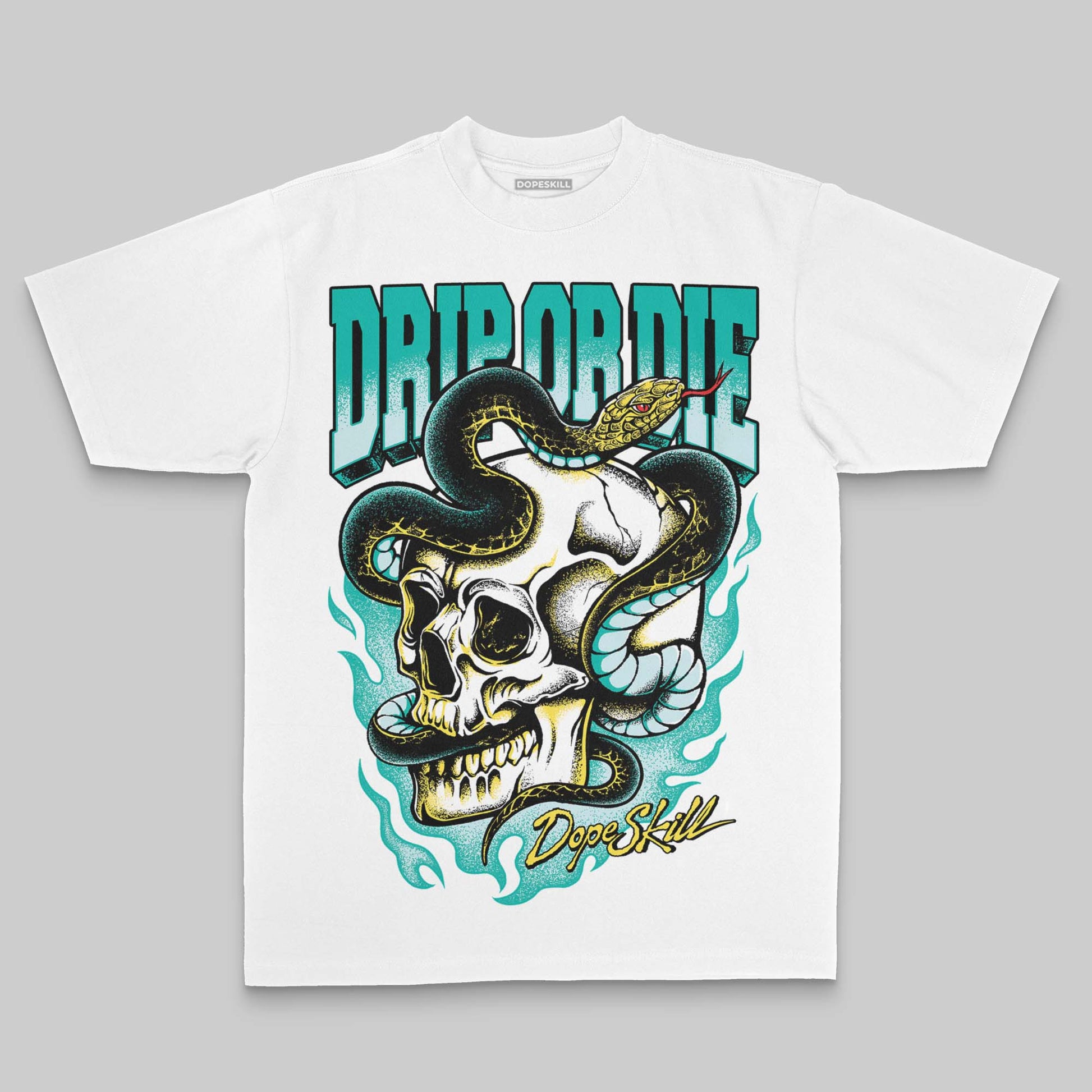Aqua Oversize Print Drip or Die DopeSkill Graphic Premium T-shirt Streetwear - White 