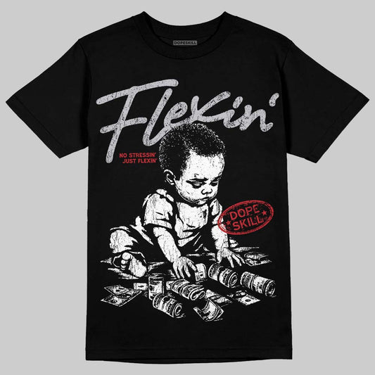 Jordan 5 Retro OG Black Metallic Reimagined DopeSkill T-Shirt Flexin' Graphic Streetwear - Black