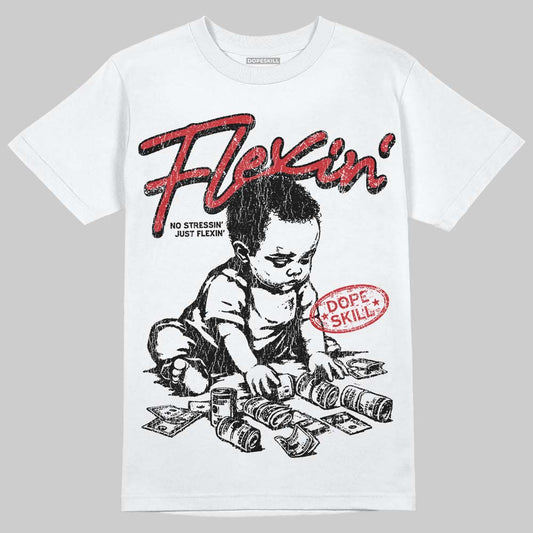 Jordan 5 Retro OG Black Metallic Reimagined DopeSkill T-Shirt Flexin' Graphic Streetwear - White