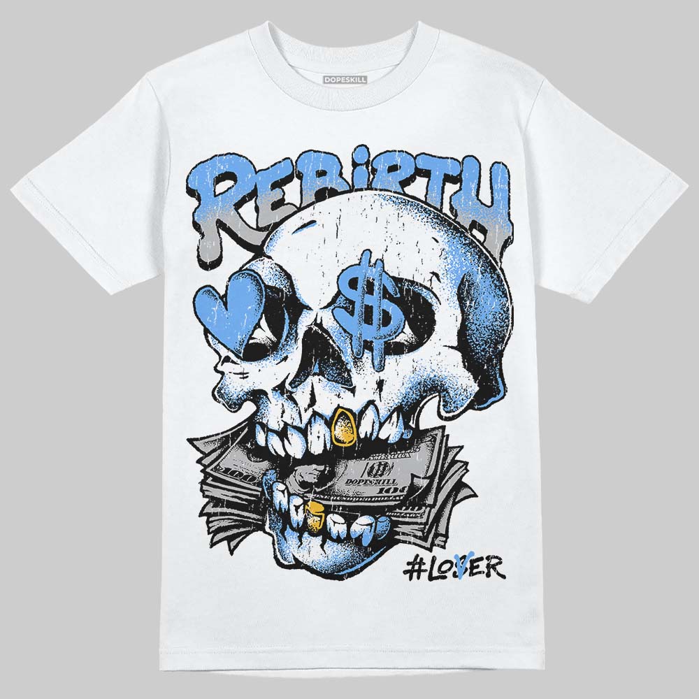 Jordan 5 Black University Blue DopeSkill T-Shirt Rebirth Graphic Streetwear - White 