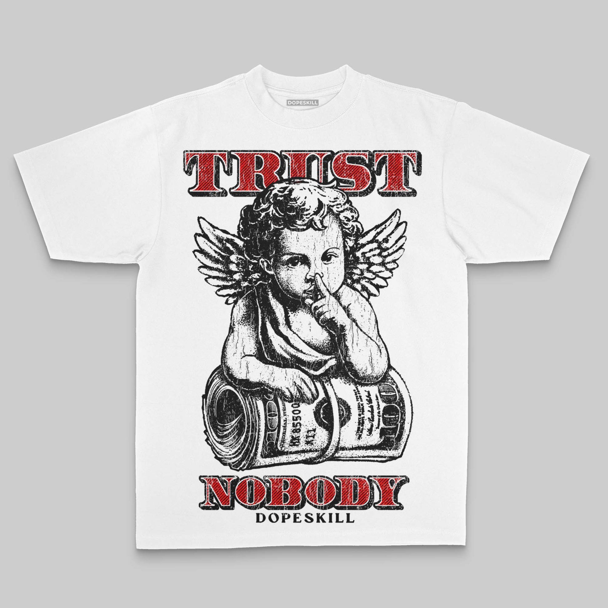 Black/White Oversize Print Trust Nobody DopeSkill Graphic Premium T-shirt Streetwear - White 