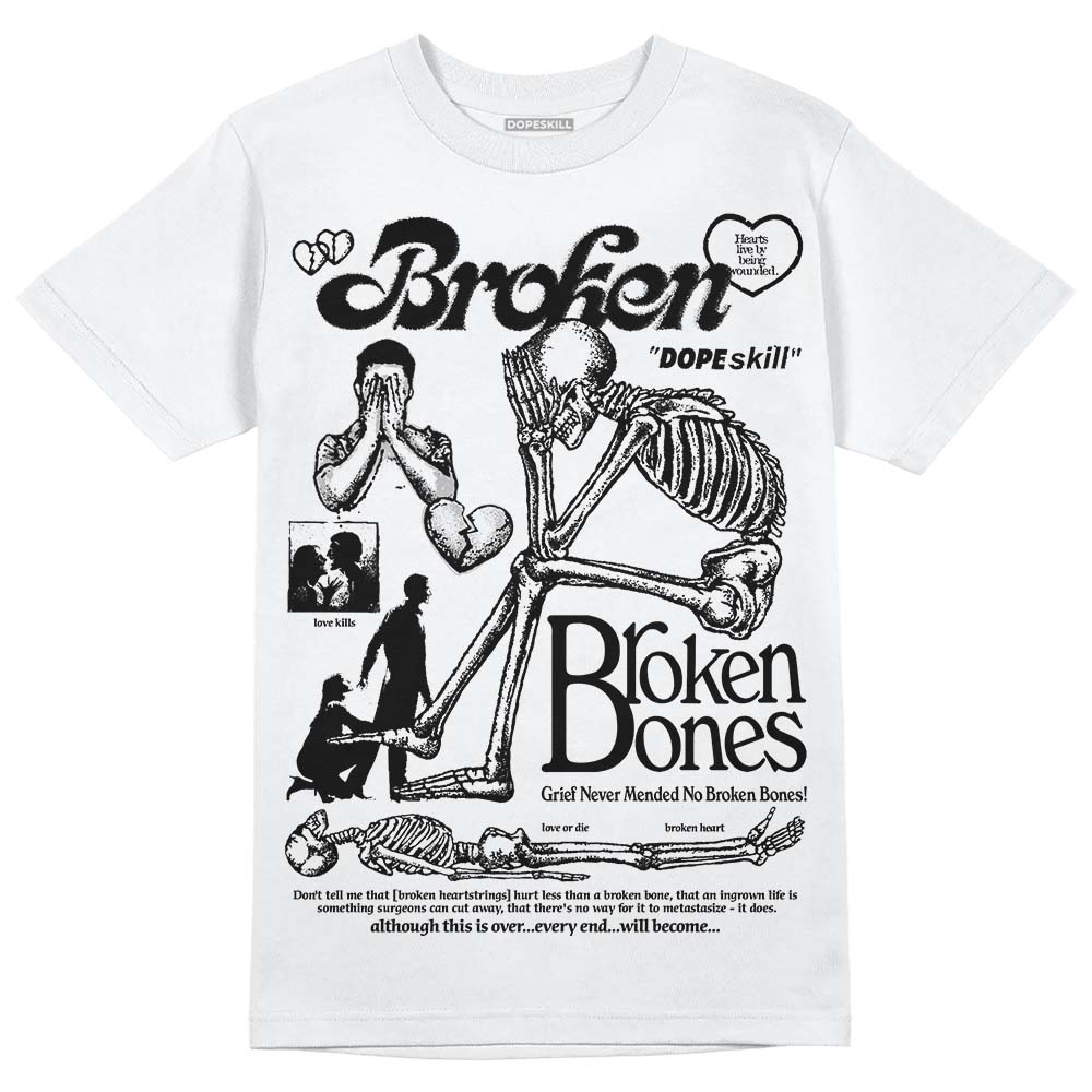 Black and White Sneakers DopeSkill T-Shirt Broken Bones Graphic Streetwear - White 