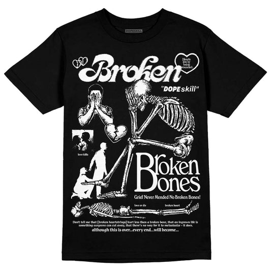 Black and White Sneakers DopeSkill T-Shirt Broken Bones Graphic Streetwear - Black