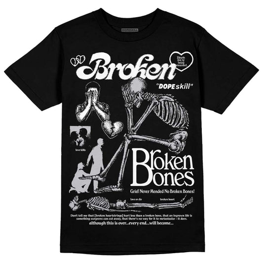 Grey Sneakers DopeSkill T-Shirt Broken Bones Graphic Streetwear - Black