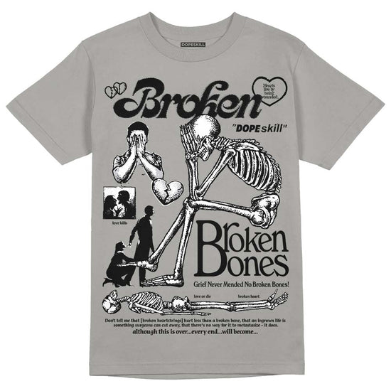 Grey Sneakers DopeSkill Grey T-Shirt Broken Bones Graphic Streetwear