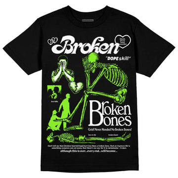 Neon Green Sneakers DopeSkill T-Shirt Broken Bones Graphic Streetwear - Black