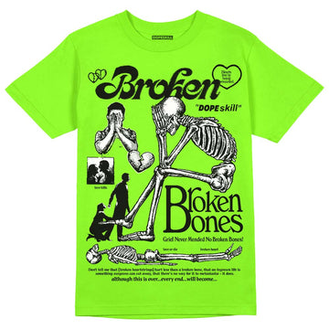 Neon Green Sneakers DopeSkill Neon Green T-Shirt Broken Bones Graphic Streetwear