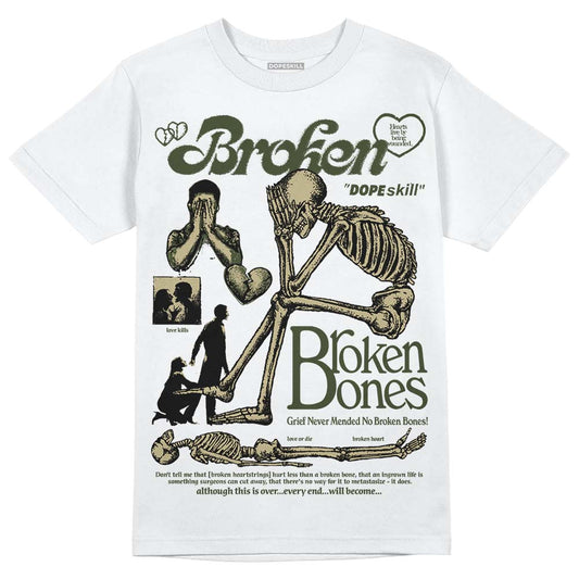 Olive Sneakers DopeSkill T-Shirt Broken Bones Graphic Streetwear - White