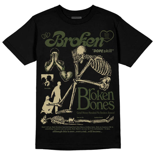 Olive Sneakers DopeSkill T-Shirt Broken Bones Graphic Streetwear - Black