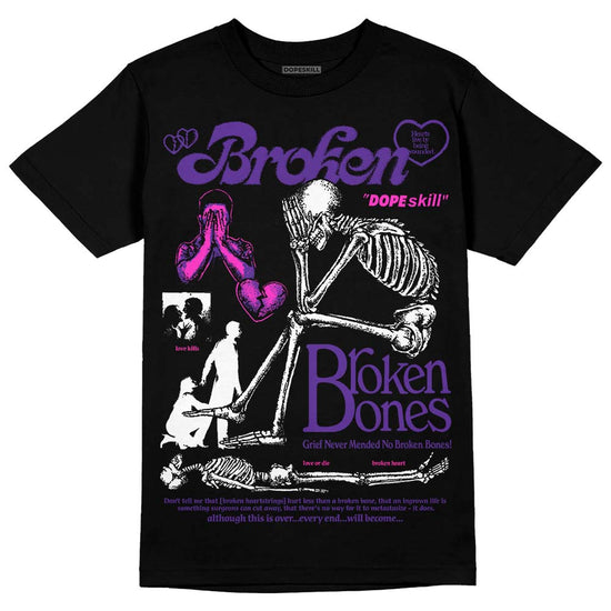 PURPLE Sneakers DopeSkill T-Shirt Broken Bones Graphic Streetwear - Black