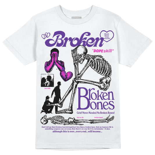 PURPLE Sneakers DopeSkill T-Shirt Broken Bones Graphic Streetwear - White