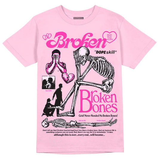 Pink Sneakers DopeSkill Pink T-Shirt Broken Bones Graphic Streetwear