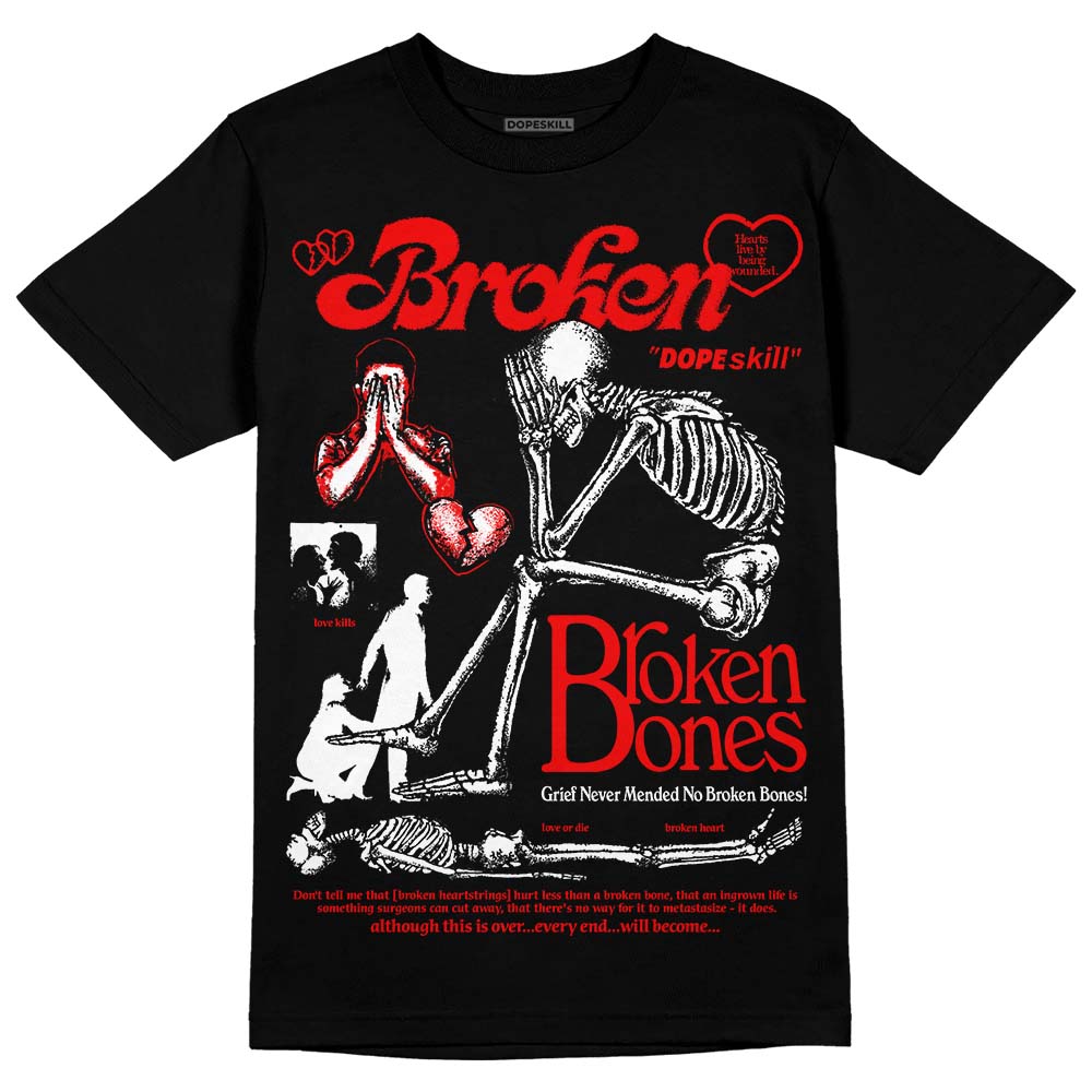 Red Sneakers DopeSkill T-Shirt Broken Bones Graphic Streetwear - Black