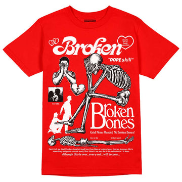 Red Sneakers DopeSkill Red T-Shirt Broken Bones Graphic Streetwear