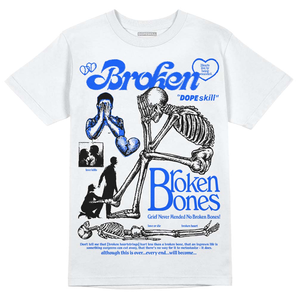 Royal Blue Sneakers DopeSkill T-Shirt Broken Bones Graphic Streetwear - White 