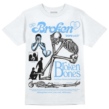 University Blue Sneakers DopeSkill T-Shirt Broken Bones Graphic Streetwear - White