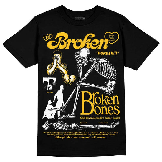 Yellow Sneakers DopeSkill T-Shirt Broken Bones Graphic Streetwear - Black