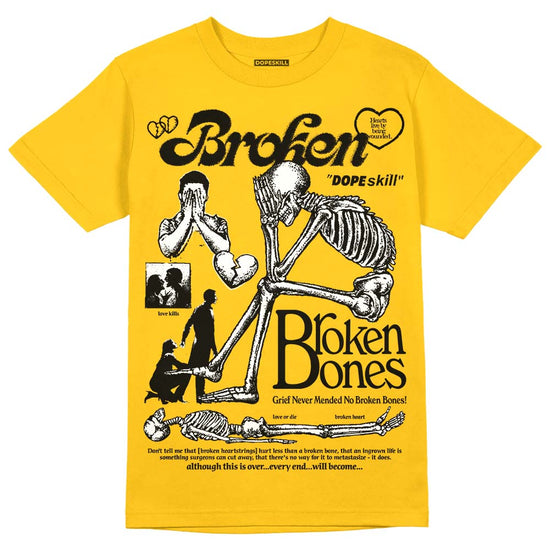 Yellow Sneakers DopeSkill Gold T-Shirt Broken Bones Graphic Streetwear