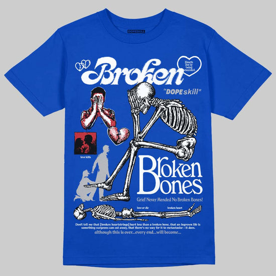Jordan 3 "True Blue" DopeSkill T-Shirt Broken Bones Graphic Streetwear - Royal