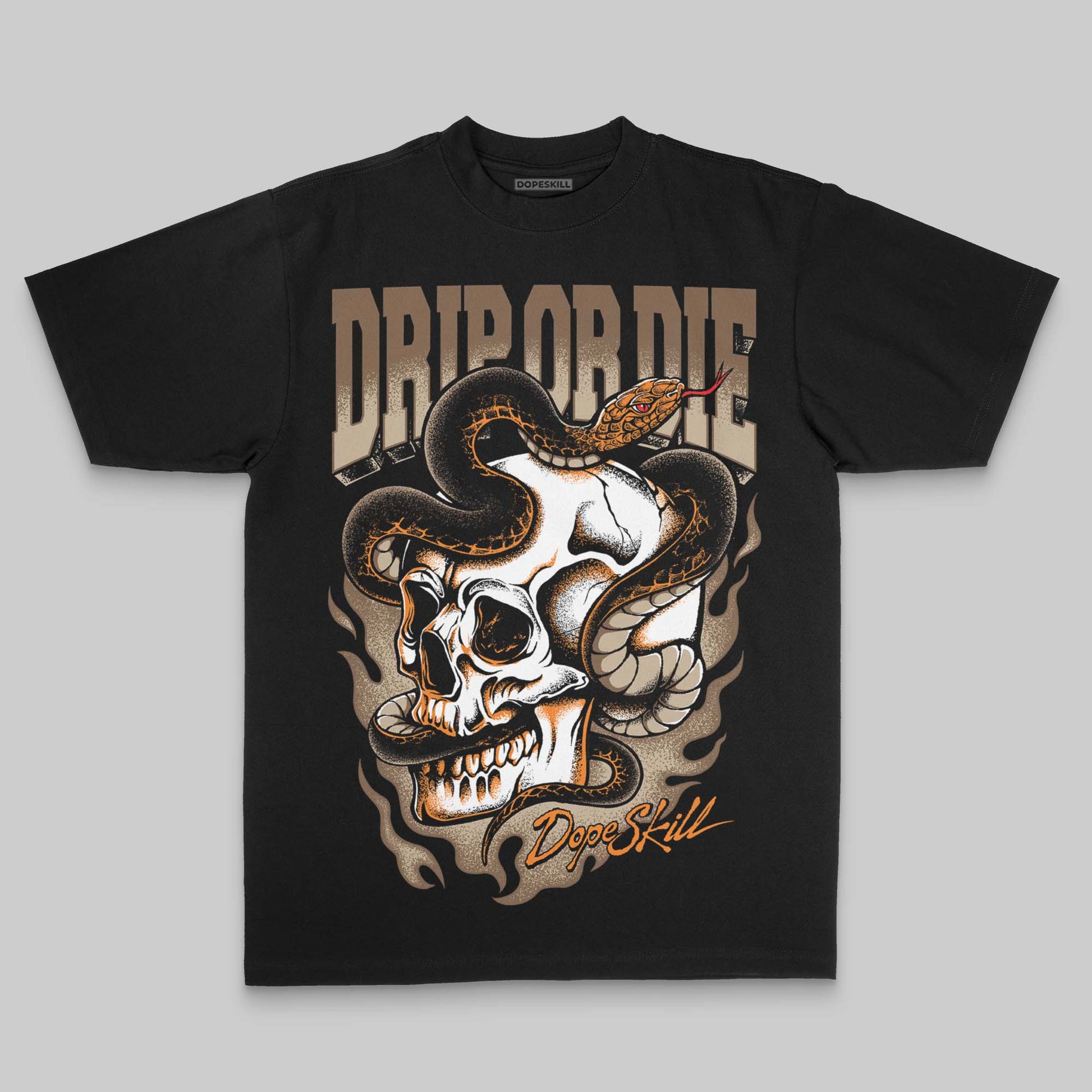 Brown Oversize Print Drip or Die DopeSkill Graphic Premium T-shirt Streetwear - Black