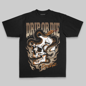 Brown Oversize Print Drip or Die DopeSkill Graphic Premium T-shirt Streetwear - Black