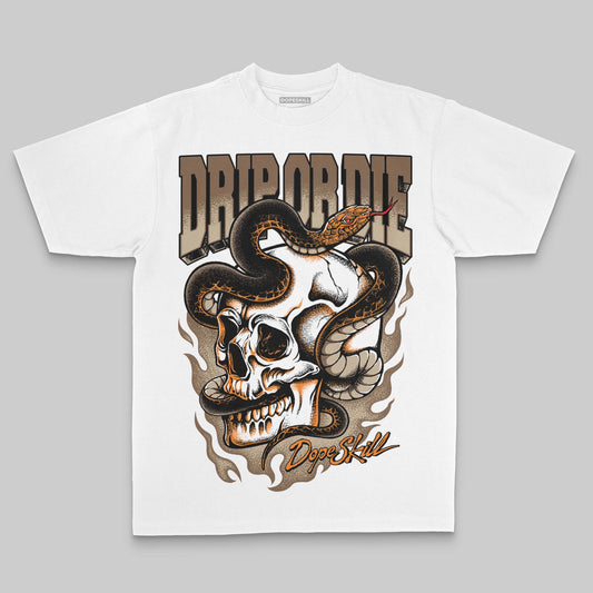 Brown Oversize Print Drip or Die DopeSkill Graphic Premium T-shirt Streetwear - White