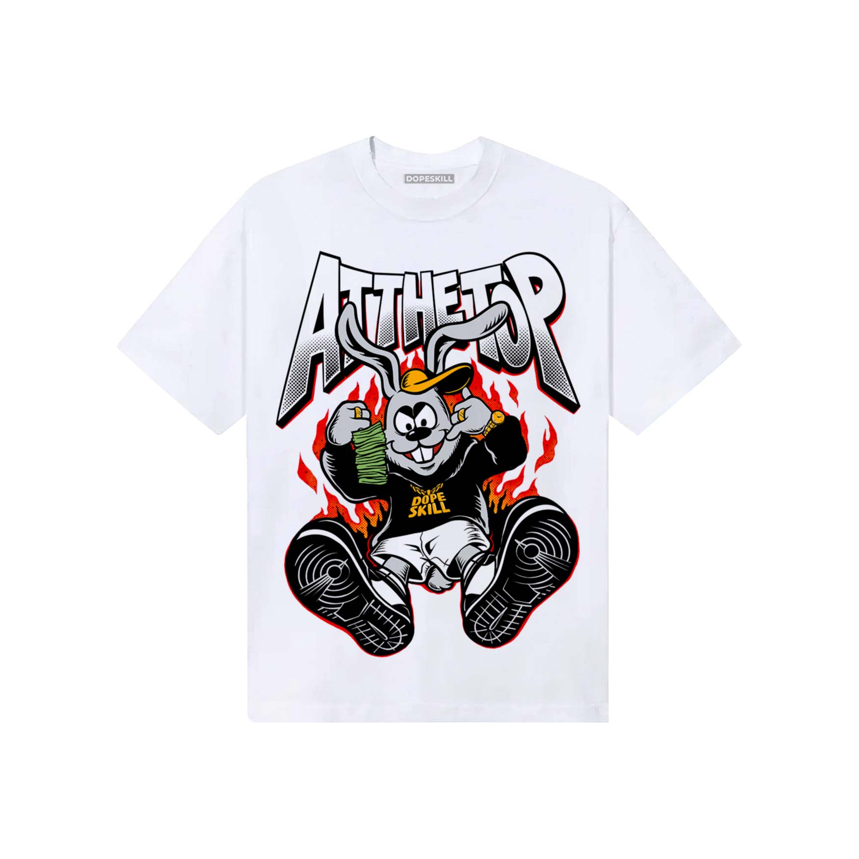 Black and White Sneakers DopeSkill T-Shirt At The Top Graphic Streetwear - White