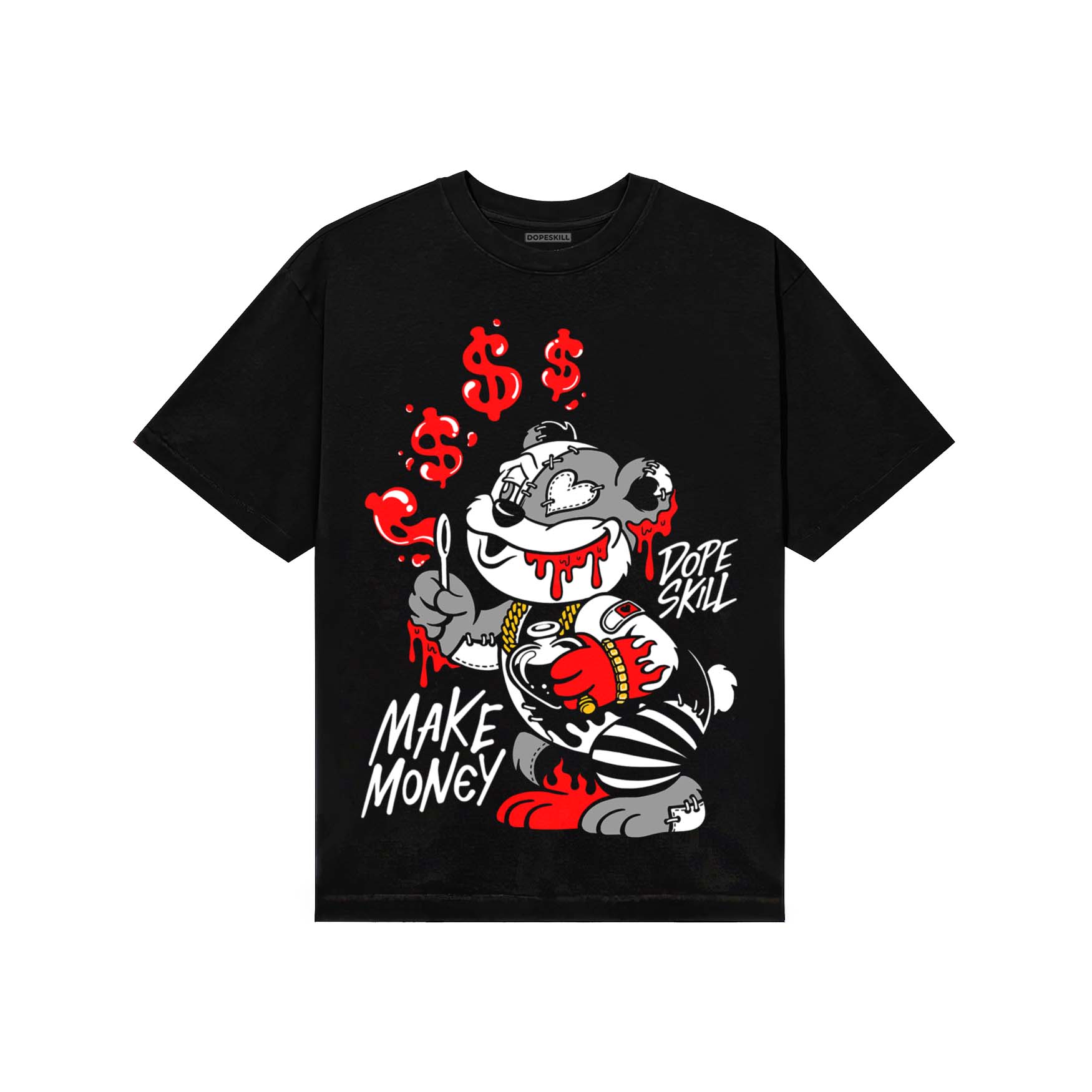 Black and White Sneakers DopeSkill T-Shirt Make Money Graphic Streetwear - Black 