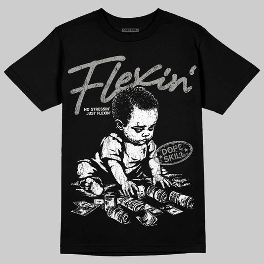 Jordan 11 Cool Grey DopeSkill T-Shirt Flexin' Graphic Streetwear - Black