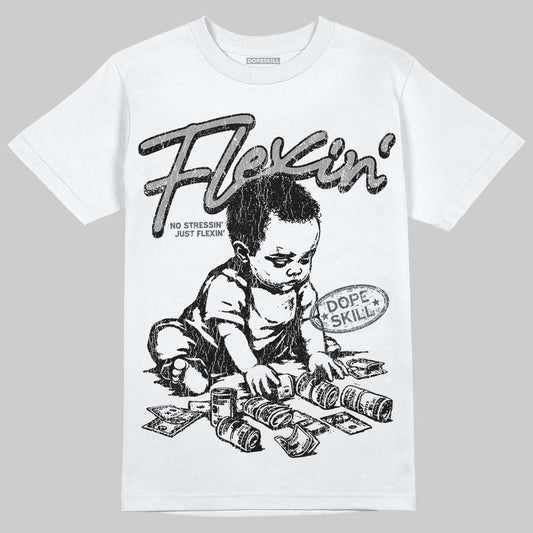 Jordan 11 Cool Grey DopeSkill T-Shirt Flexin' Graphic Streetwear - White