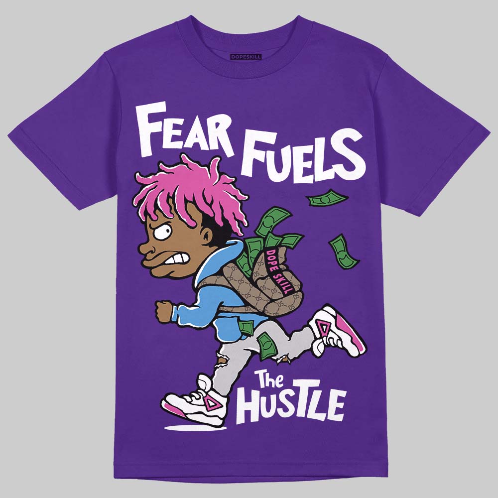 Jordan 13 Court Purple DopeSkill T-Shirt Fear Fuels The Hustle Graphic Streetwear - Purple
