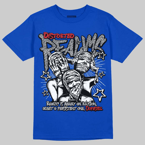Jordan 3 "True Blue" DopeSkill T-Shirt Distorted Realms Graphic Streetwear - Royal