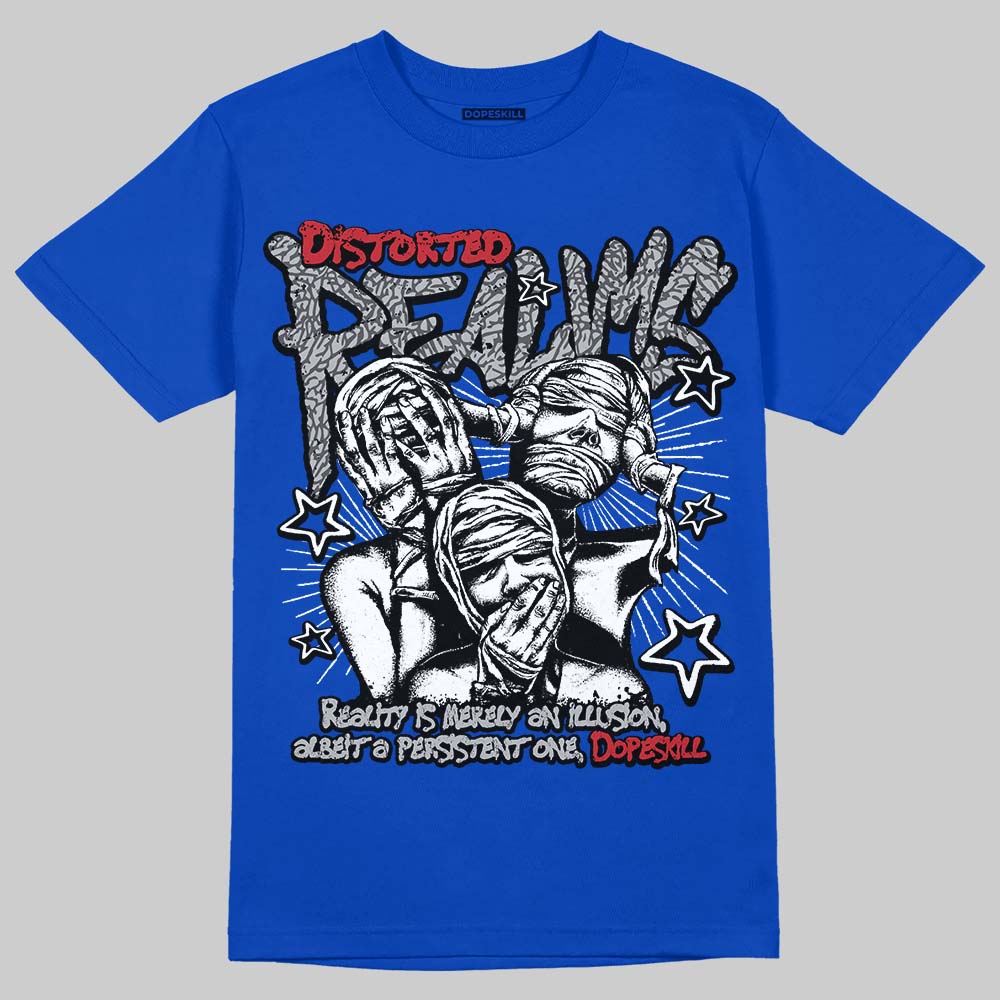 Jordan 3 "True Blue" DopeSkill T-Shirt Distorted Realms Graphic Streetwear - Royal