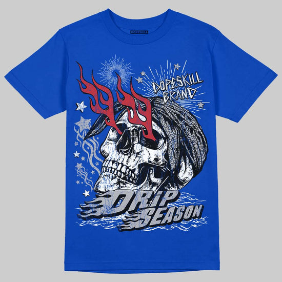 Jordan 3 "True Blue" DopeSkill T-Shirt Drip Season Graphic Streetwear - Royal