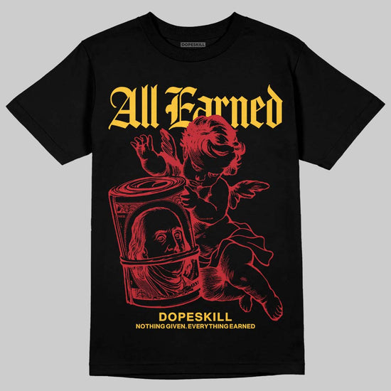 Jordan 14 Retro Ferrari (2025) DopeSkill T-Shirt All Earned Graphic Streetwear  Black