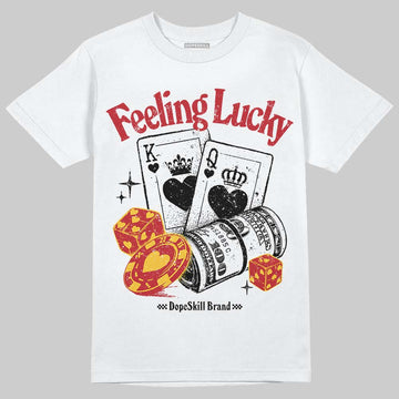 Jordan 14 Retro Ferrari (2025) DopeSkill T-Shirt Feeling Lucky Graphic Streetwear - White
