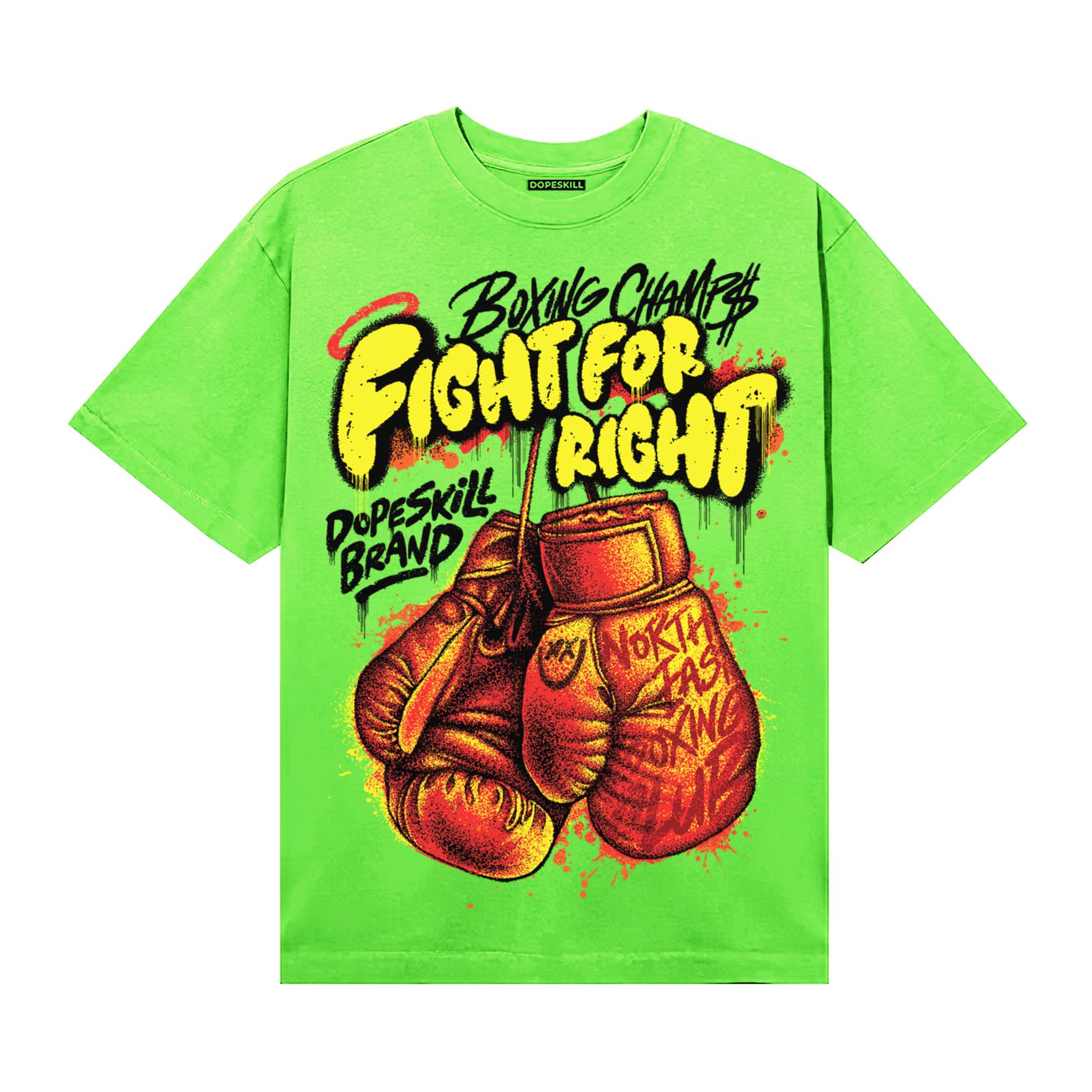 Neon Green Sneakers DopeSkill T-Shirt Fight For Right Graphic Streetwear - Lime