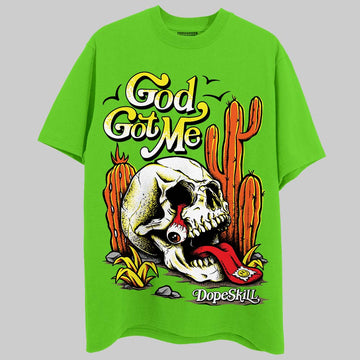 Neon Green Sneakers DopeSkill Neon Green T-Shirt God Got Me Graphic Streetwear