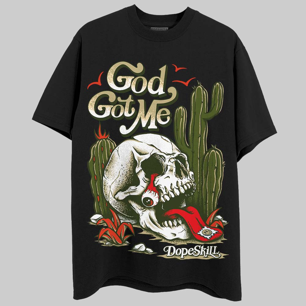 Olive Sneakers DopeSkill T-Shirt God Got Me Graphic Streetwear - Black