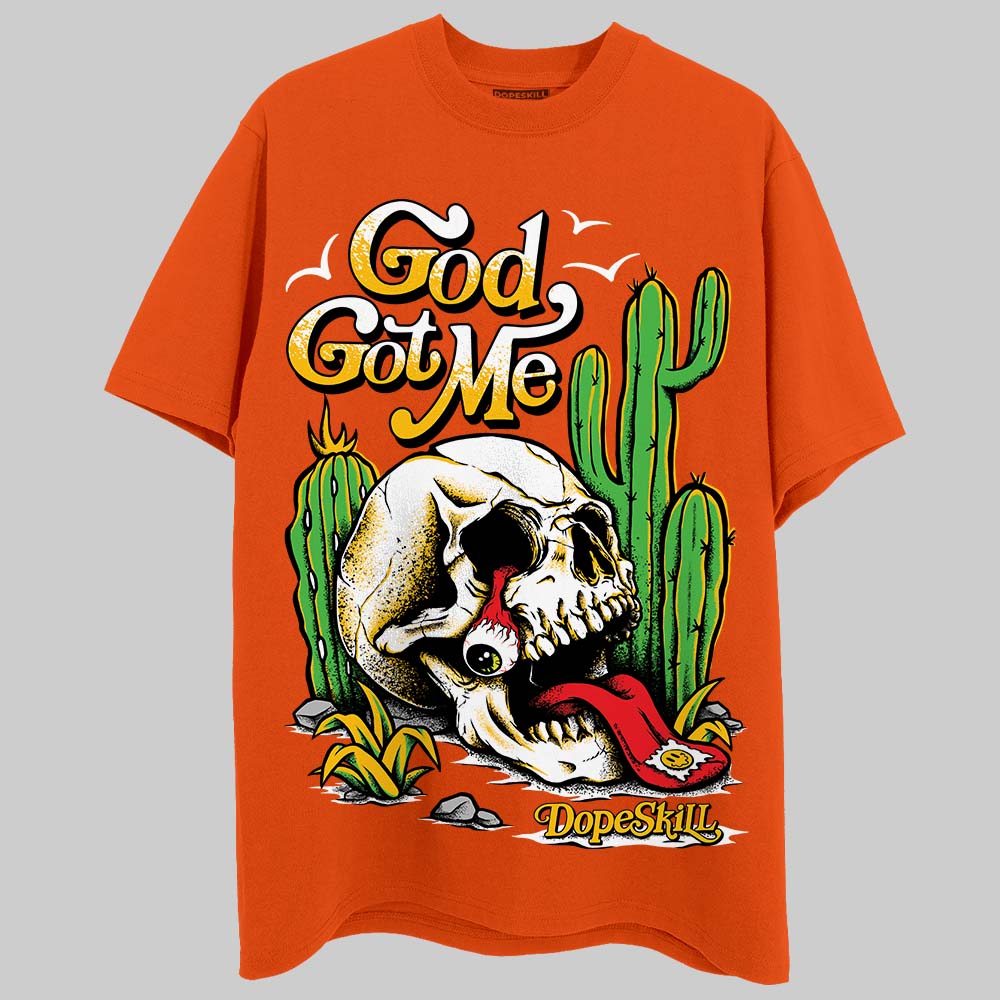 Orange, Black & White Sneakers DopeSkill T-Shirt God Got Me Graphic Streetwear