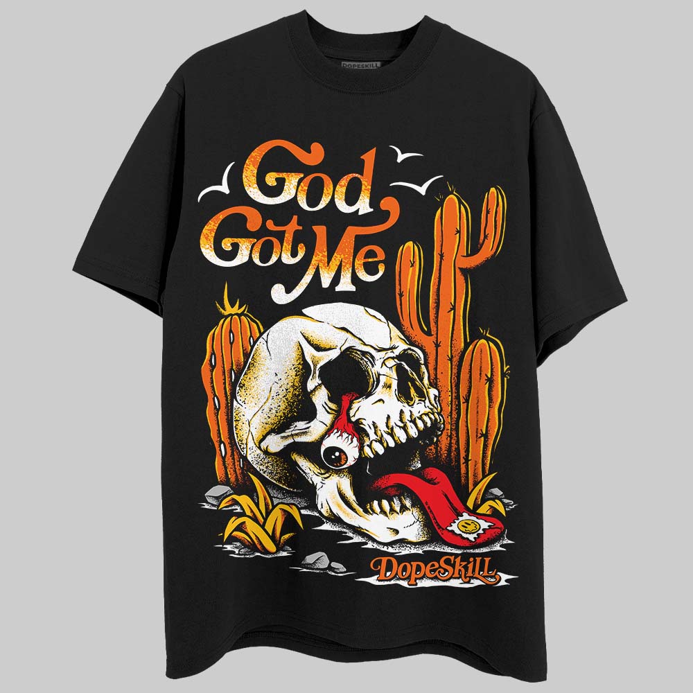 Orange, Black & White Sneakers DopeSkill T-Shirt God Got Me Graphic Streetwear - Black