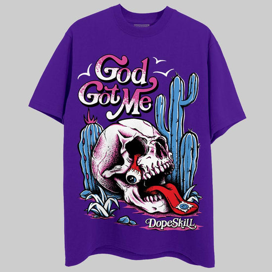 PURPLE Sneakers DopeSkill Purple T-Shirt God Got Me Graphic Streetwear