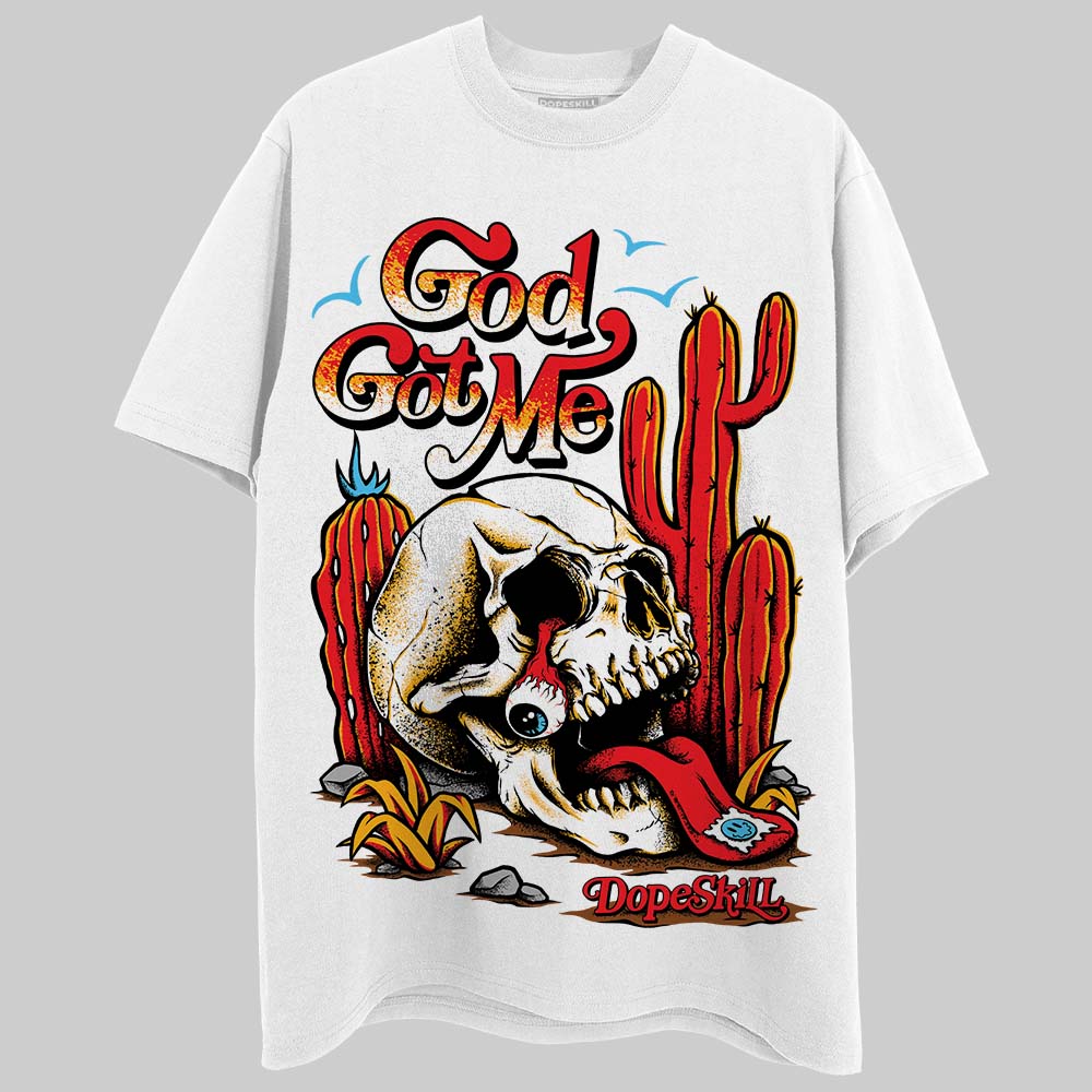 Red Sneakers DopeSkill T-Shirt God Got Me Graphic Streetwear - White