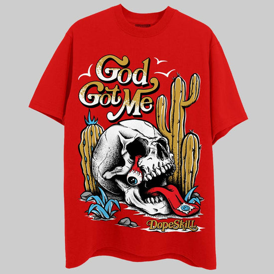 Red Sneakers DopeSkill Red T-Shirt God Got Me Graphic Streetwear