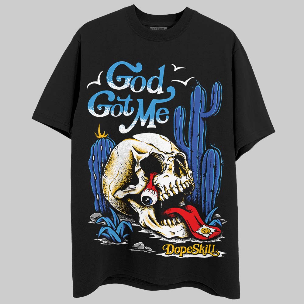 Royal Blue Sneakers DopeSkill T-Shirt God Got Me Graphic Streetwear - Black