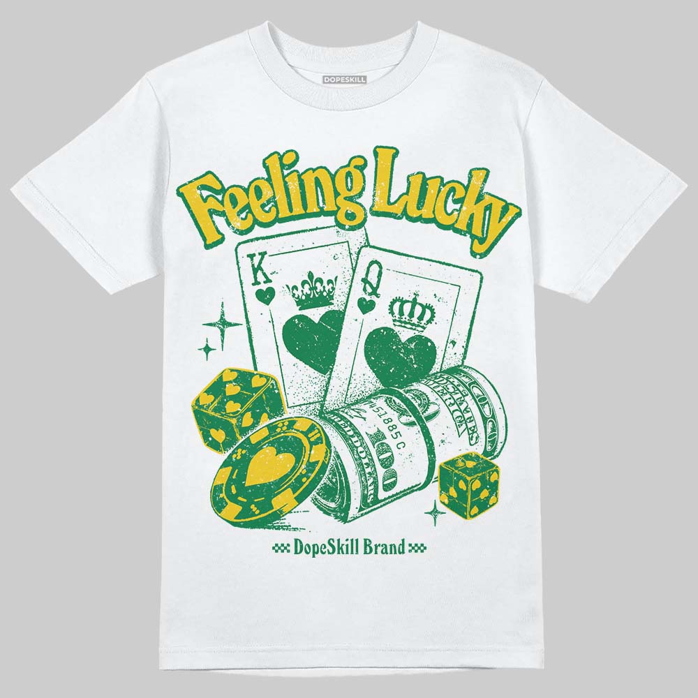 Green Sneakers DopeSkill T-Shirt Feeling Lucky Graphic Streetwear - White