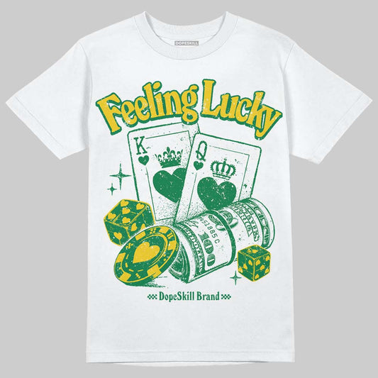 Green Sneakers DopeSkill T-Shirt Feeling Lucky Graphic Streetwear - White